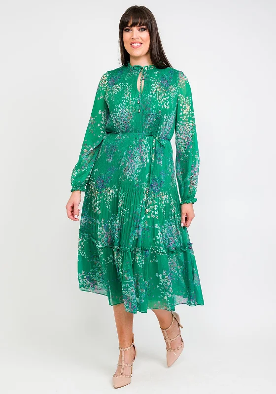 Cotton - blend midi dress for a comfortable and versatile choiceTed Baker Rosiiie Serendipity Pleated Midi Dress, Green