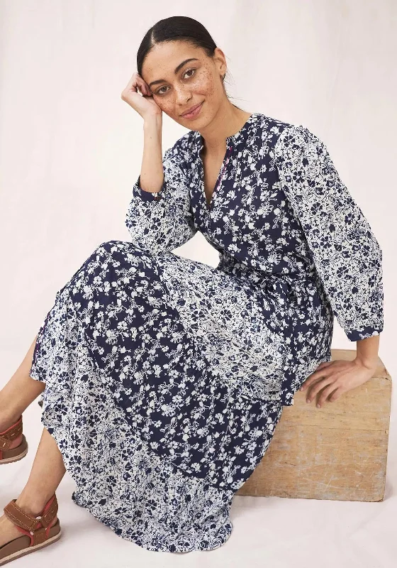 Wrap - around midi dress for a flattering and adjustable fitWhite Stuff Maisie Tiered Print Midi Dress, Blue Multi