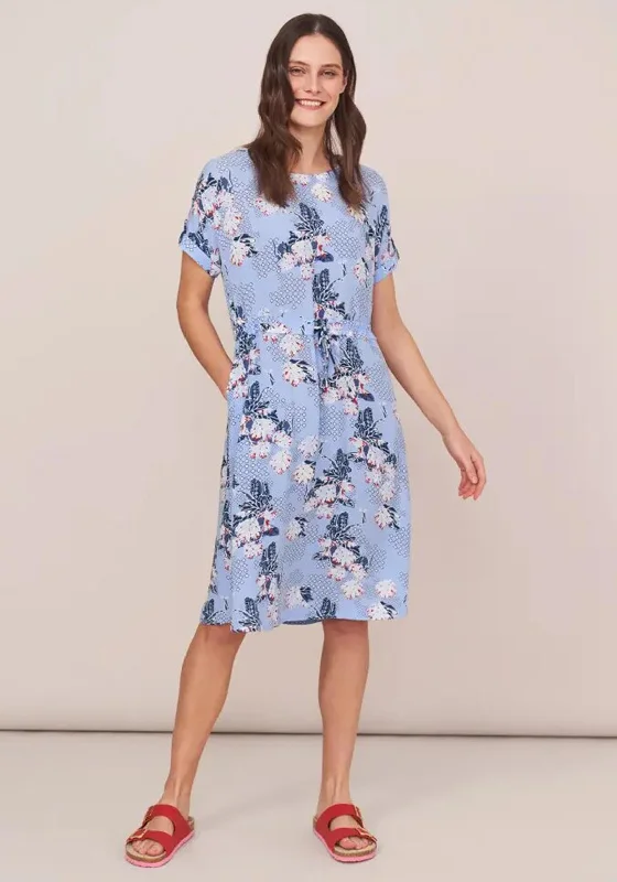 Asymmetric hem midi dress for a unique and fashionable styleWhite Stuff Matilda Crinkle Drawcord Waist Midi Dress, Blue Multi