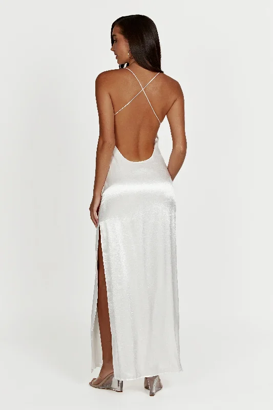 A Line Tulle Party Dresses for Ladies with Petite FiguresWhitney Wetlook Maxi Dress - White A Line Tulle Party Dresses for Ladies with Petite FiguresWhitney Wetlook Maxi Dress - White