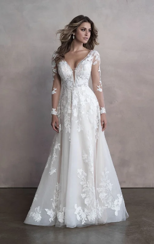 Printed Wedding Dresses with Floral Patterns and Satin Sash for a Romantic Look9806