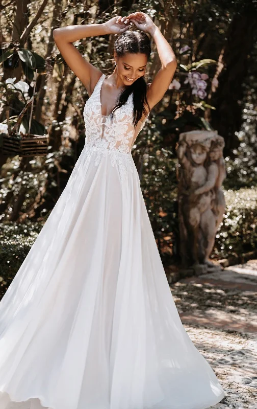 Wedding Dresses with Satin Trimmed Collar and Bow Back and Embroidered Skirt and Sequined Bodice and Belt and Embroidered Floral Patterns for a Classic and Glamorous Look9850