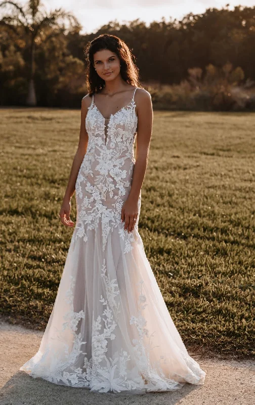 One Shoulder Wedding Dresses with Ruffled Sleeve for a Dramatic Effect9851