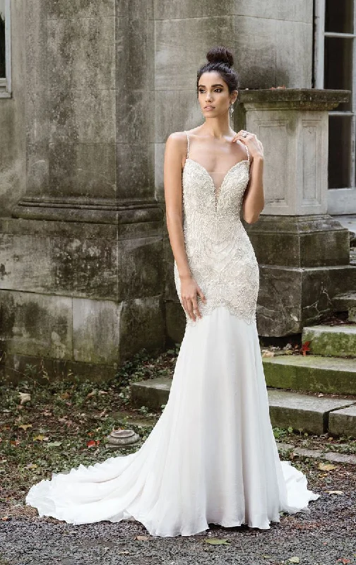 One Shoulder Wedding Dresses with Ruffled Sleeve for a Dramatic Effect9876