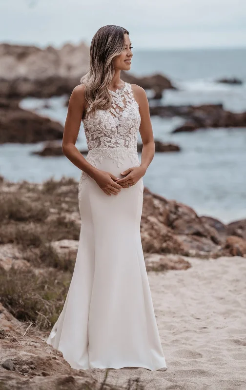 Wedding Dresses with Sequined Star Motifs and Sheer Sleeve and Ruffled Hem and Belt and Embroidered Floral Patterns for a Celestial and Flirty Look9905 Wedding Dresses with Sequined Star Motifs and Sheer Sleeve and Ruffled Hem and Belt and Embroidered Floral Patterns for a Celestial and Flirty Look9905