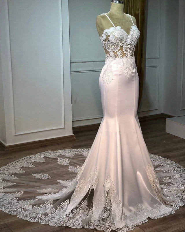 Wedding Dresses with Tassel Hem and Metallic Lace and Sequined Geometric Shapes and Satin Ribbon for a Boho and Luxurious LookLace Sweep Train Mermaid Wedding Dresses Spaghetti Straps Wedding Dresses with Tassel Hem and Metallic Lace and Sequined Geometric Shapes and Satin Ribbon for a Boho and Luxurious LookLace Sweep Train Mermaid Wedding Dresses Spaghetti Straps