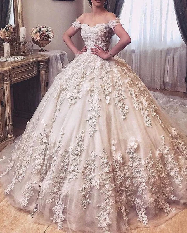 Satin Wedding Dresses with Embroidered Bodice and Tulle Skirt for a Timeless LookLace Wedding Dress Ball Gown Off The Shoulder Satin Wedding Dresses with Embroidered Bodice and Tulle Skirt for a Timeless LookLace Wedding Dress Ball Gown Off The Shoulder