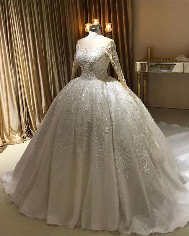 One Shoulder Wedding Dresses with Ruffled Sleeve for a Dramatic EffectLace Long Sleeves Wedding Ball Gown Dresses One Shoulder Wedding Dresses with Ruffled Sleeve for a Dramatic EffectLace Long Sleeves Wedding Ball Gown Dresses