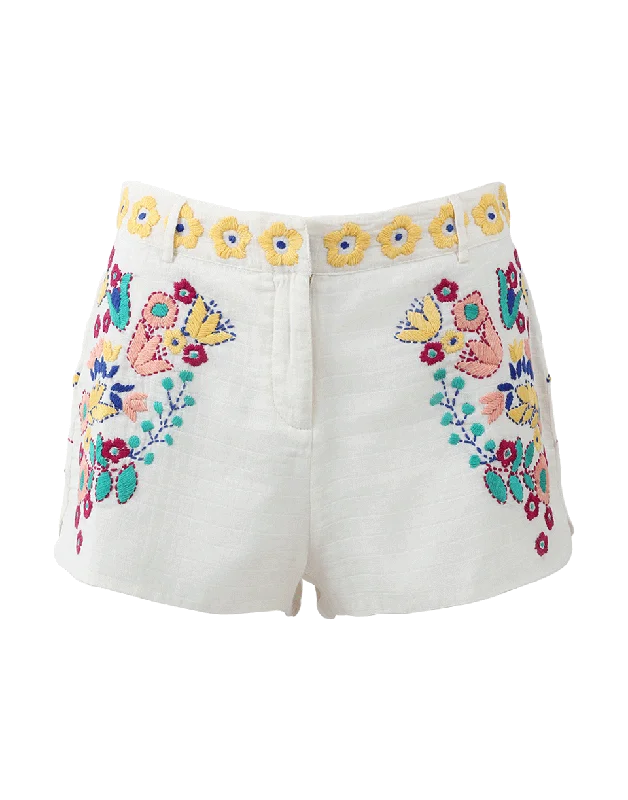 Sequined wide leg pants for women at clubAlyssa Embroidered Shorts