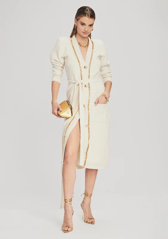 Chiffon Wedding Dresses with Slit and Embroidered Hem for Added EleganceApollo Cardigan Chiffon Wedding Dresses with Slit and Embroidered Hem for Added EleganceApollo Cardigan
