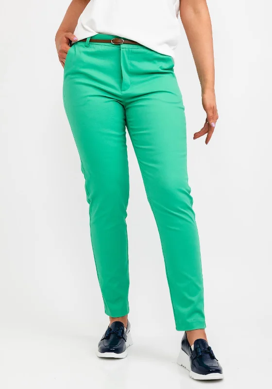 Leather look wide leg pants for women in a bold and stylish lookb.young Slim Leg Trousers, Green