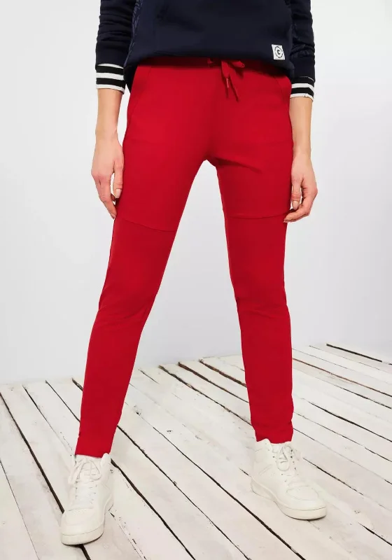High waisted cargo pants for women in military styleCecil Slim Leg Joggers, Red