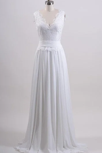 Wedding Dresses with Embroidered Tribal Patterns and Satin Sash and Beaded Waistband and Tulle Skirt for a Cultural and Stylish LookChiffon and Lace Sleeveless V-Neck Dress With Pleated Skirt and Back Bow Wedding Dresses with Embroidered Tribal Patterns and Satin Sash and Beaded Waistband and Tulle Skirt for a Cultural and Stylish LookChiffon and Lace Sleeveless V-Neck Dress With Pleated Skirt and Back Bow