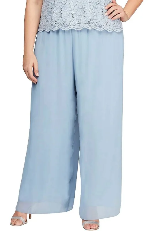 Velvet wide leg pants for women in a luxurious styleChiffon Pants In Hydrangea