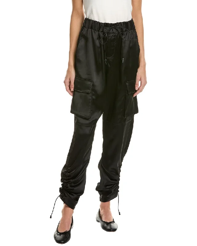 Cuffed wide leg jeans for women in a stylish and neat lookCHRLDR Piper Ruched Bottom Pant