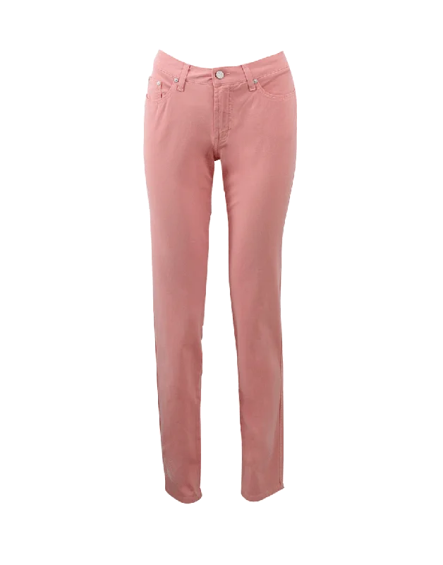 Belted pants for women to define the waistColored Straight Leg Denim