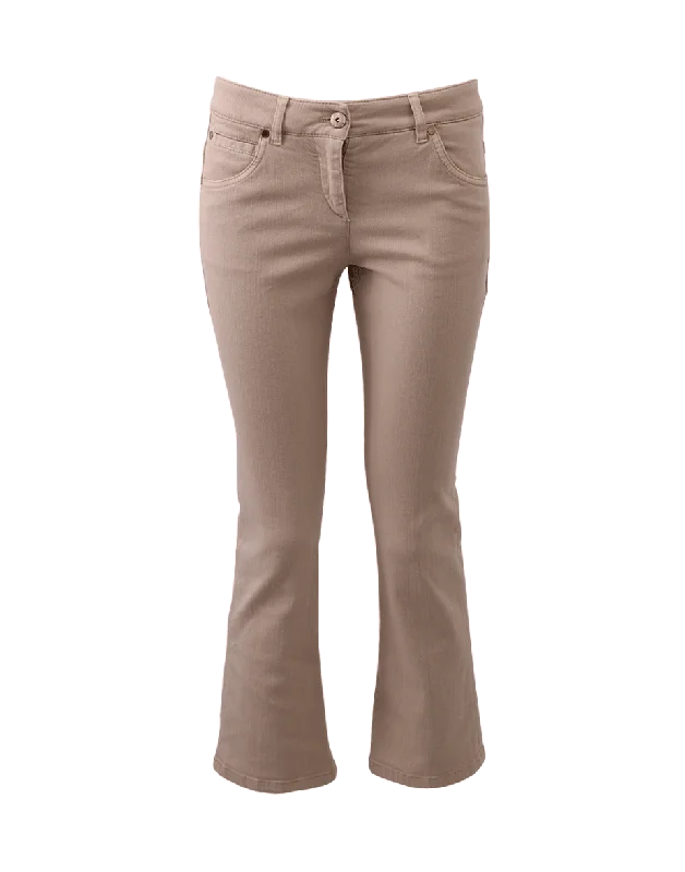 Thermal lined wide leg pants for women in a warm and stylish styleCropped Flare Denim Pant