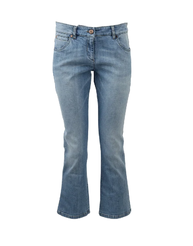 Plus size palazzo pants for women with comfortCropped Flare Denim Pant