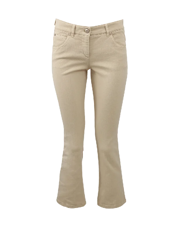 Flowy wide leg maxi pants for women in a beachy and romantic styleCropped Flare Denim Pant