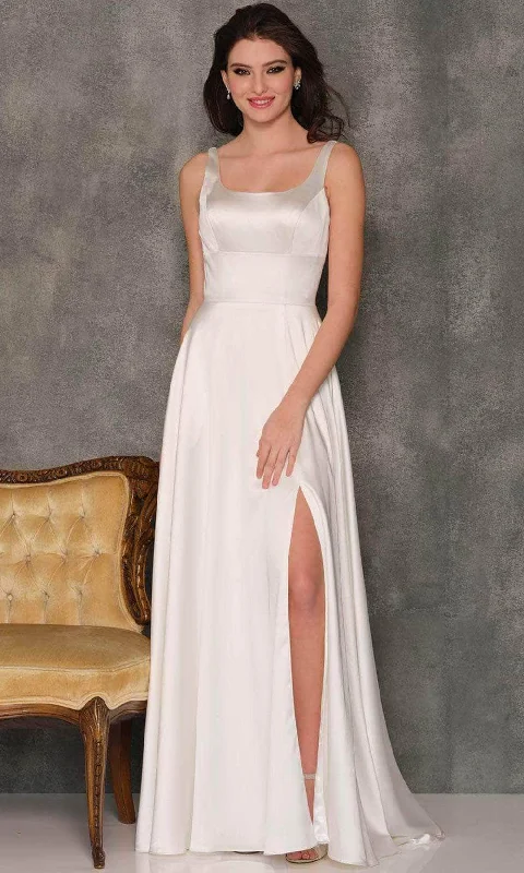 Long Train Wedding Dresses with Crystal Buttons and Lace Trim for a Grand EntranceDave & Johnny Bridal A10438 - Scoop Empire Bridal Gown Long Train Wedding Dresses with Crystal Buttons and Lace Trim for a Grand EntranceDave & Johnny Bridal A10438 - Scoop Empire Bridal Gown