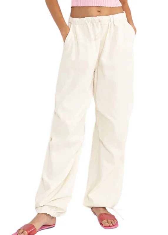Printed flowy pants for women in a bohemian lookDenim Parachute Pants In Cream