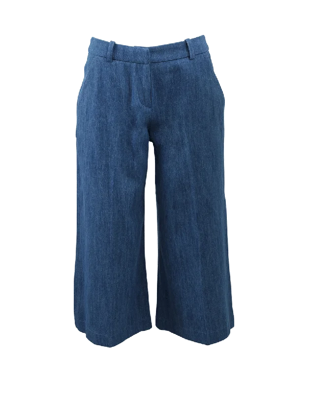 Tartan plaid pants for women in a vintage styleDenim Wash Culottes