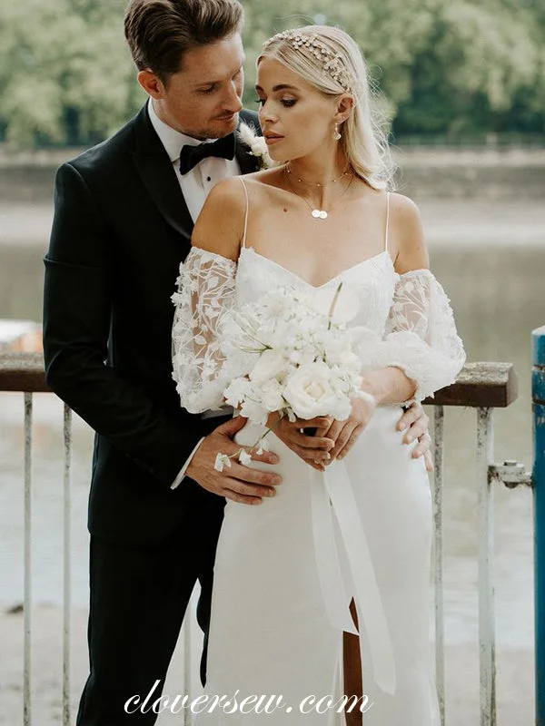 Multicultural - inspired wedding dressDisattached Sleeves Lace Chiffon Charming Mermaid Wedding Dresses, CW0296