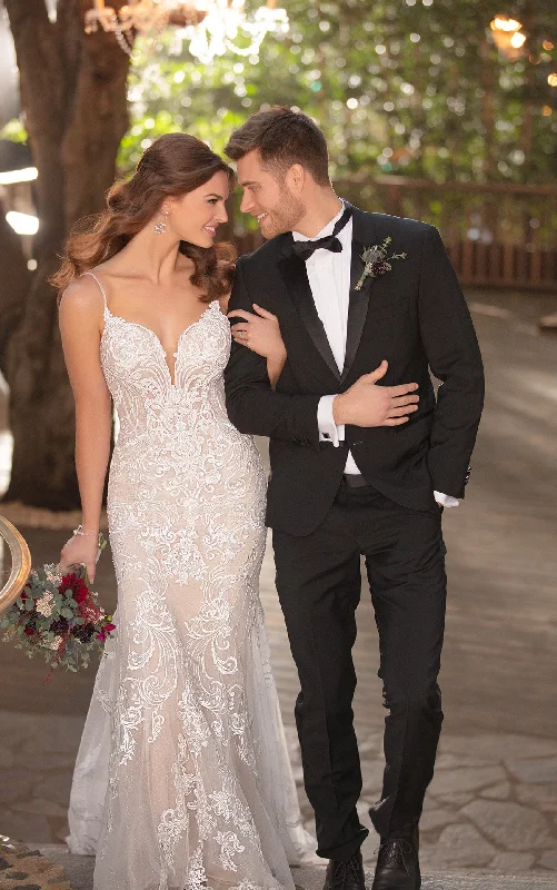 Printed Wedding Dresses with Floral Patterns and Satin Sash for a Romantic LookD2771 Printed Wedding Dresses with Floral Patterns and Satin Sash for a Romantic LookD2771