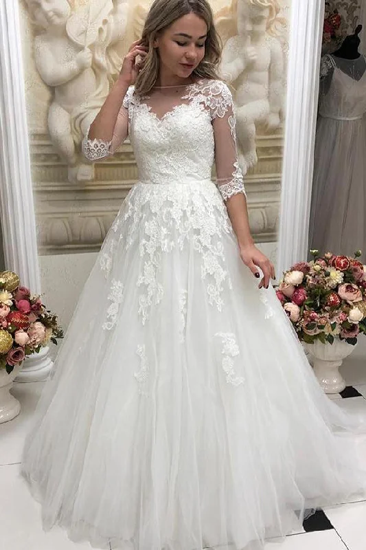 Wedding Dresses with Metallic Sequined Bodice and Chiffon Skirt and Ruffled Hem and Sheer Back for a Glamorous and Flirty LookLong Half Sleeves A-line White Wedding Dress with Appliques Wedding Dresses with Metallic Sequined Bodice and Chiffon Skirt and Ruffled Hem and Sheer Back for a Glamorous and Flirty LookLong Half Sleeves A-line White Wedding Dress with Appliques