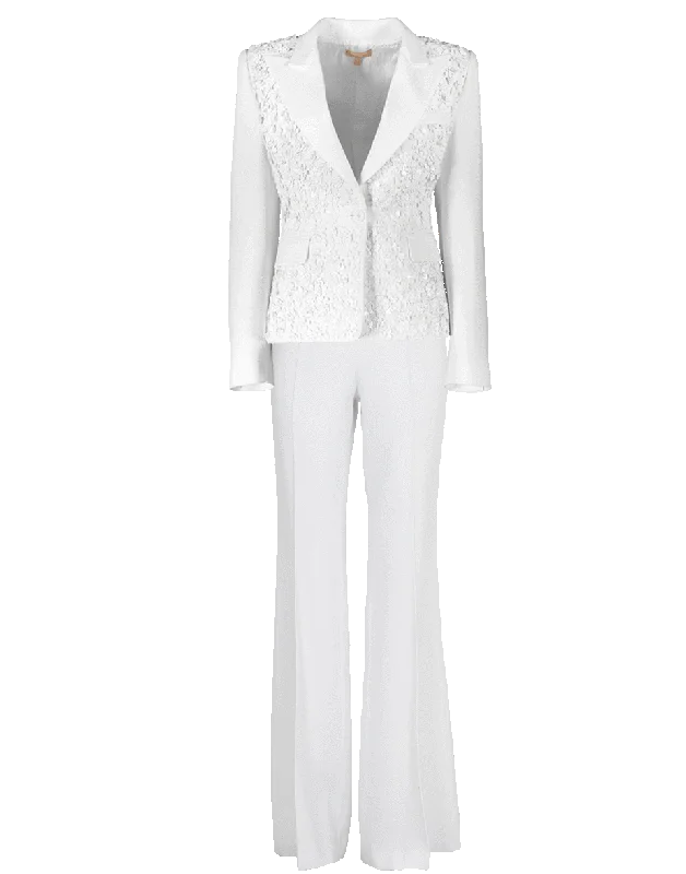 Velvet wide leg jeans for women in a luxurious and trendy styleFloral Applique Jacket With Flare Pant