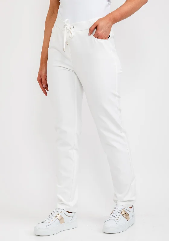 Tartan plaid wide leg pants for women in a vintage and trendy styleFrank Walder Drawstring Waist Slim Leg Trousers, White