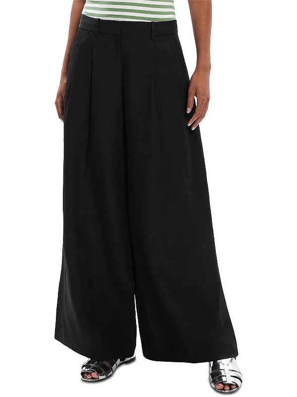 Flared pants for women to flatter the figureGalena Womens Pleated Linen Wide Leg Pants