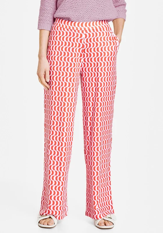 Wide leg cotton pants for women in summer comfortGerry Weber Geo Print Wide Leg Trousers, Red Multi Wide leg cotton pants for women in summer comfortGerry Weber Geo Print Wide Leg Trousers, Red Multi