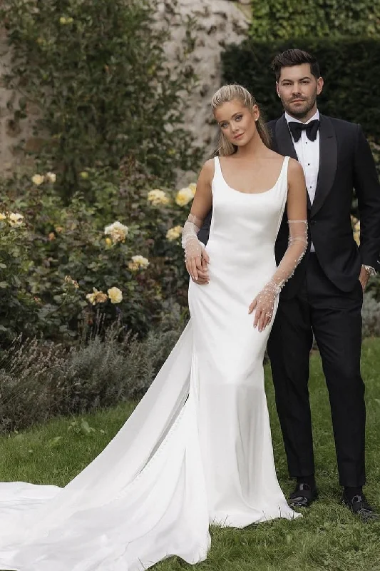 Wedding Dresses with Embroidered Party Animals and Colorful Sequins and Satin Sash for a Themed Party FunGlamorous Column Wedding Dress with Low Back Detail Wedding Dresses with Embroidered Party Animals and Colorful Sequins and Satin Sash for a Themed Party FunGlamorous Column Wedding Dress with Low Back Detail