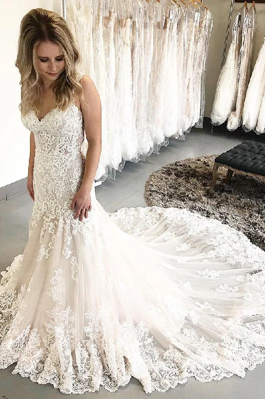 High Neck Wedding Dresses with Sheer Sleeves for a Modest LookPrincess Long Straps Mermaid Ivory Bridal Dress with Lace High Neck Wedding Dresses with Sheer Sleeves for a Modest LookPrincess Long Straps Mermaid Ivory Bridal Dress with Lace
