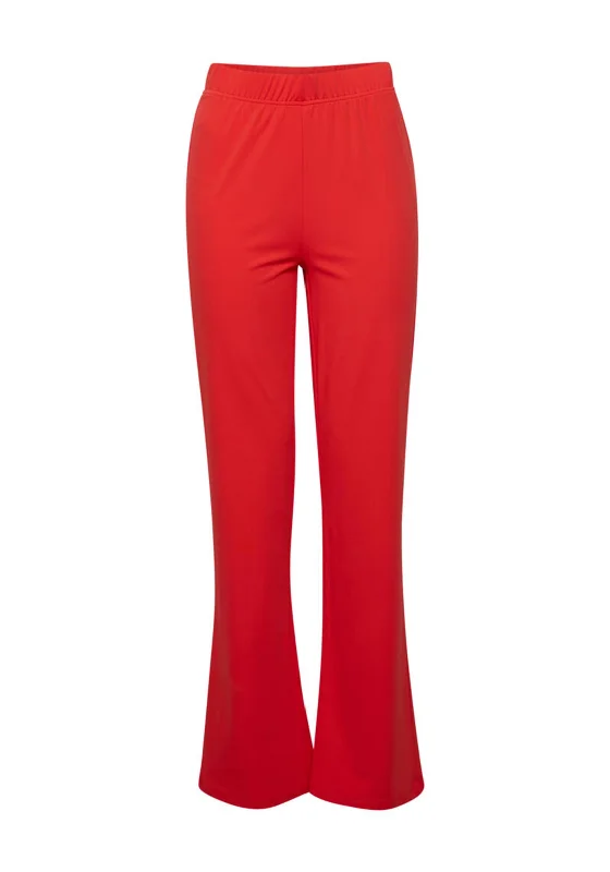Paisley patterned pants for women in an elegant styleIchi Flared Stretch Trousers, Red