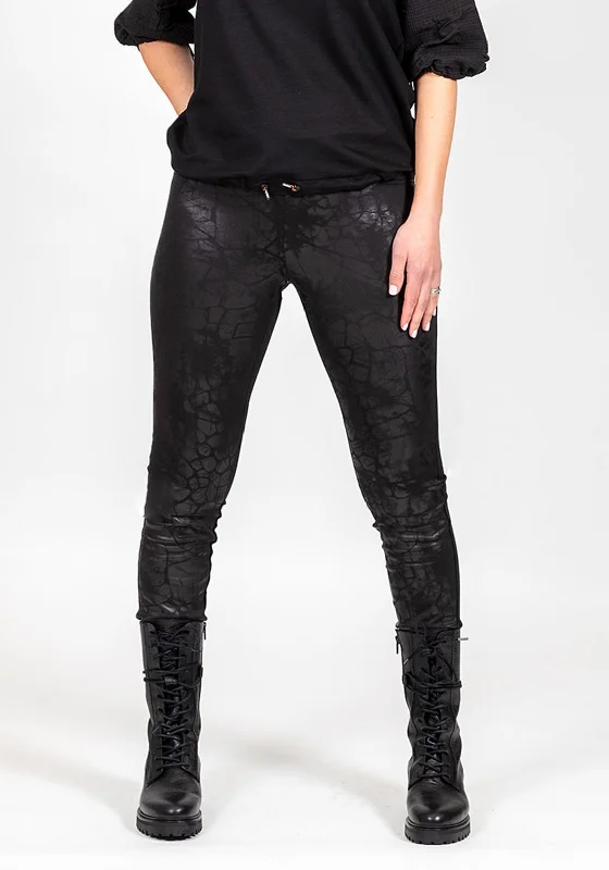 High waisted bootcut jeans for women in a flattering fitI.nco Animal Print Faux Leather Front Leggings, Black