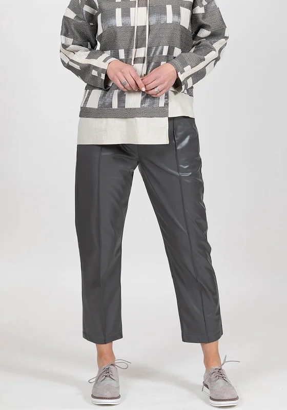 Belted pants for women to define the waistI.nco Faux Leather Elasticated Joggers, Grey