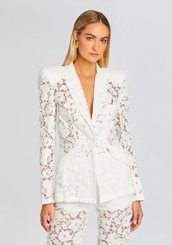 A - line ball gown wedding dress with cathedral trainKensington Lace Blazer