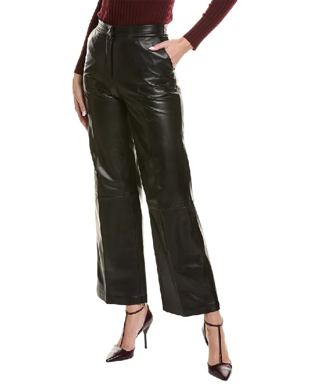 Polyester blend wide leg pants for women in a durable and stylish styleLAMARQUE Simco Leather Pant