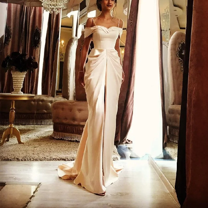 Off Shoulder Chiffon Wedding Dresses with Ruffled Hem for a Feminine TouchLong Champagne Off Shoulder Satin Mermaid Wedding Dresses Off Shoulder Chiffon Wedding Dresses with Ruffled Hem for a Feminine TouchLong Champagne Off Shoulder Satin Mermaid Wedding Dresses