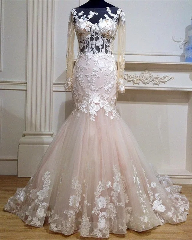 Sleeveless Wedding Dresses with Embroidered Neckline for an Elegant LookLong Sleeves Mermaid See Through Wedding Dresses Lace Embroidery Sleeveless Wedding Dresses with Embroidered Neckline for an Elegant LookLong Sleeves Mermaid See Through Wedding Dresses Lace Embroidery