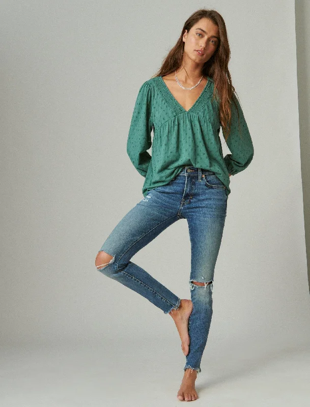 Embroidered pants for women in ethnic designsLucky Brand Women's Mid Rise Ava Skinny