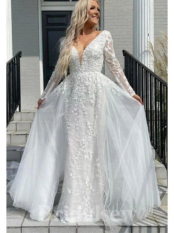 Wedding Dresses with Sheer Panels and Sequined Trim and Belt for a Sultry and Sparkly LookLuxurious Mermaid Fantasy Detachable Beach Vintage Long Wedding Dresses WD372 Wedding Dresses with Sheer Panels and Sequined Trim and Belt for a Sultry and Sparkly LookLuxurious Mermaid Fantasy Detachable Beach Vintage Long Wedding Dresses WD372