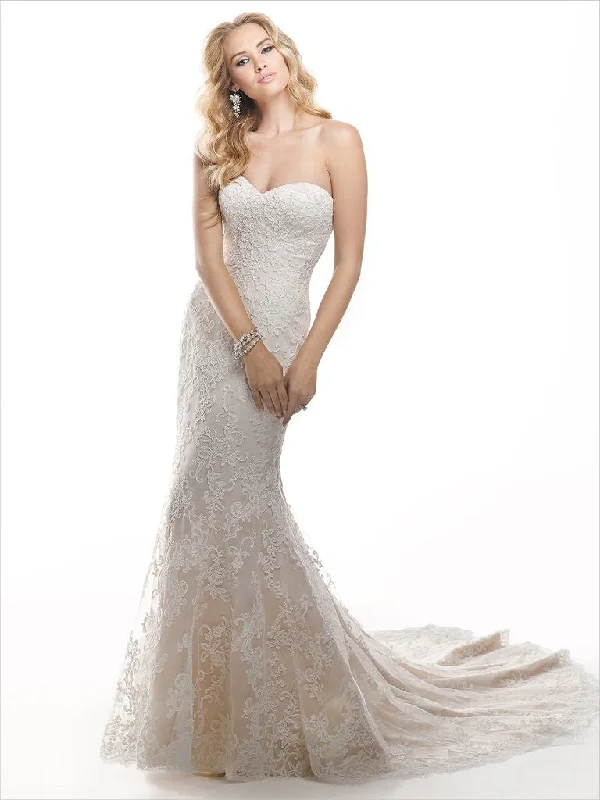Wedding Dresses with Satin Trimmed Collar and Bow Back and Embroidered Skirt and Sequined Bodice and Belt for a Classic and Glamorous LookChesney Wedding Dresses with Satin Trimmed Collar and Bow Back and Embroidered Skirt and Sequined Bodice and Belt for a Classic and Glamorous LookChesney