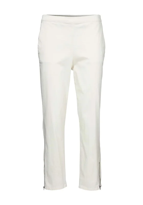 Distressed wide leg jeans for women in a trendy and relaxed styleMasai Padme Slim Zip Cuff Trousers, Cream