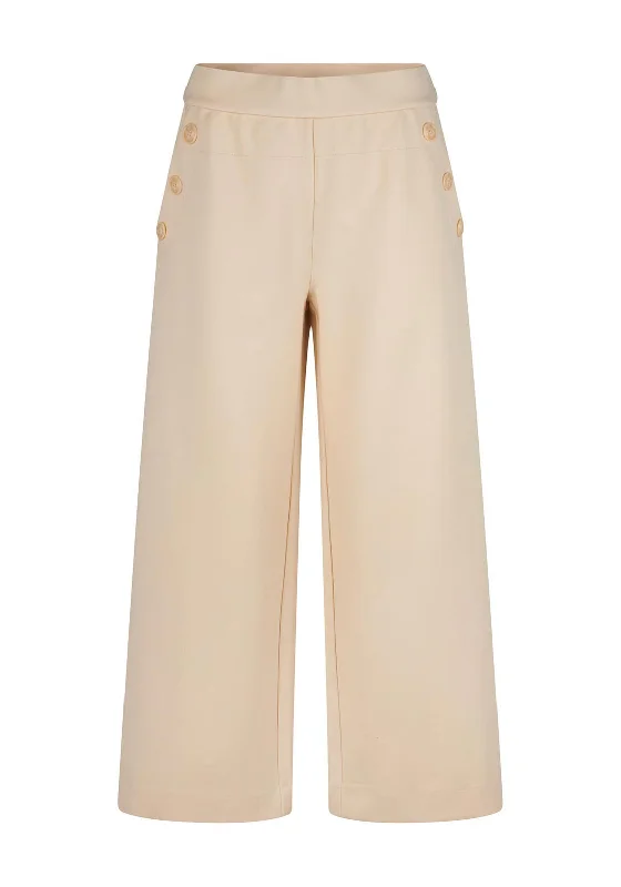 Trousers with front pleats for women in a formal and tailored lookMasai Prisca Button Pocket Culottes, Whitecap
