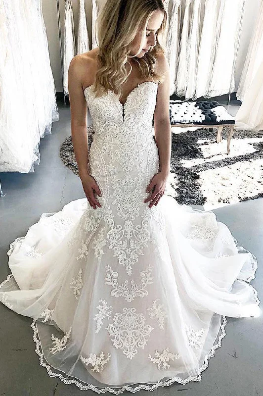 Wedding Dresses with Sequined Star Motifs and Sheer Sleeve and Ruffled Hem and Belt for a Celestial and Elegant LookChapel Train Mermaid Sweetheart White Wedding Dress with Lace Wedding Dresses with Sequined Star Motifs and Sheer Sleeve and Ruffled Hem and Belt for a Celestial and Elegant LookChapel Train Mermaid Sweetheart White Wedding Dress with Lace