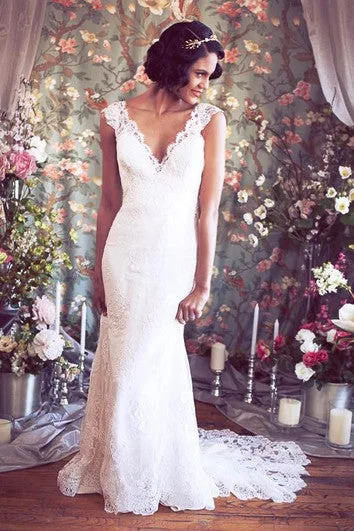 Wedding Dresses with Pleated Tulle Skirt and Sequined Geometric Shapes and Lace Overlay and Bow at the Waist and Embroidered Floral Patterns for a Princess and Feminine LookMermaid Lace V-Neck Cap Sleeve Gown With Illusion Back Wedding Dresses with Pleated Tulle Skirt and Sequined Geometric Shapes and Lace Overlay and Bow at the Waist and Embroidered Floral Patterns for a Princess and Feminine LookMermaid Lace V-Neck Cap Sleeve Gown With Illusion Back