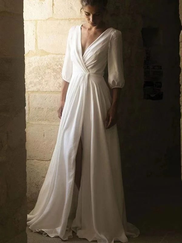 Wedding Dresses with Beaded Waistbands and Tiered Skirts and Lace Overlay for a Glamorous and Feminine LookMid Sleeves Simple 2022 Newest Wedding Dresses, V-neck Wedding Guest Dresses, Long Prom Dresses Wedding Dresses with Beaded Waistbands and Tiered Skirts and Lace Overlay for a Glamorous and Feminine LookMid Sleeves Simple 2022 Newest Wedding Dresses, V-neck Wedding Guest Dresses, Long Prom Dresses